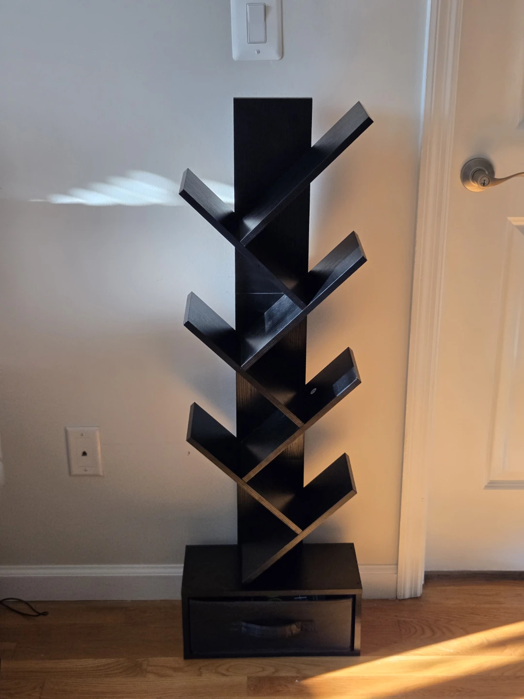 Black Tree Bookshelf with Drawer