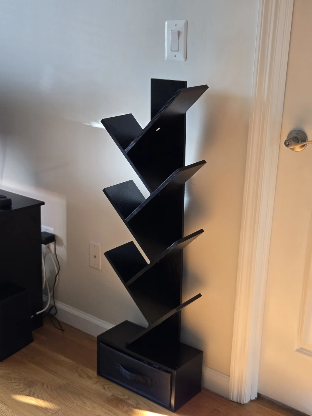 Black Tree Bookshelf with Drawer - photo 2