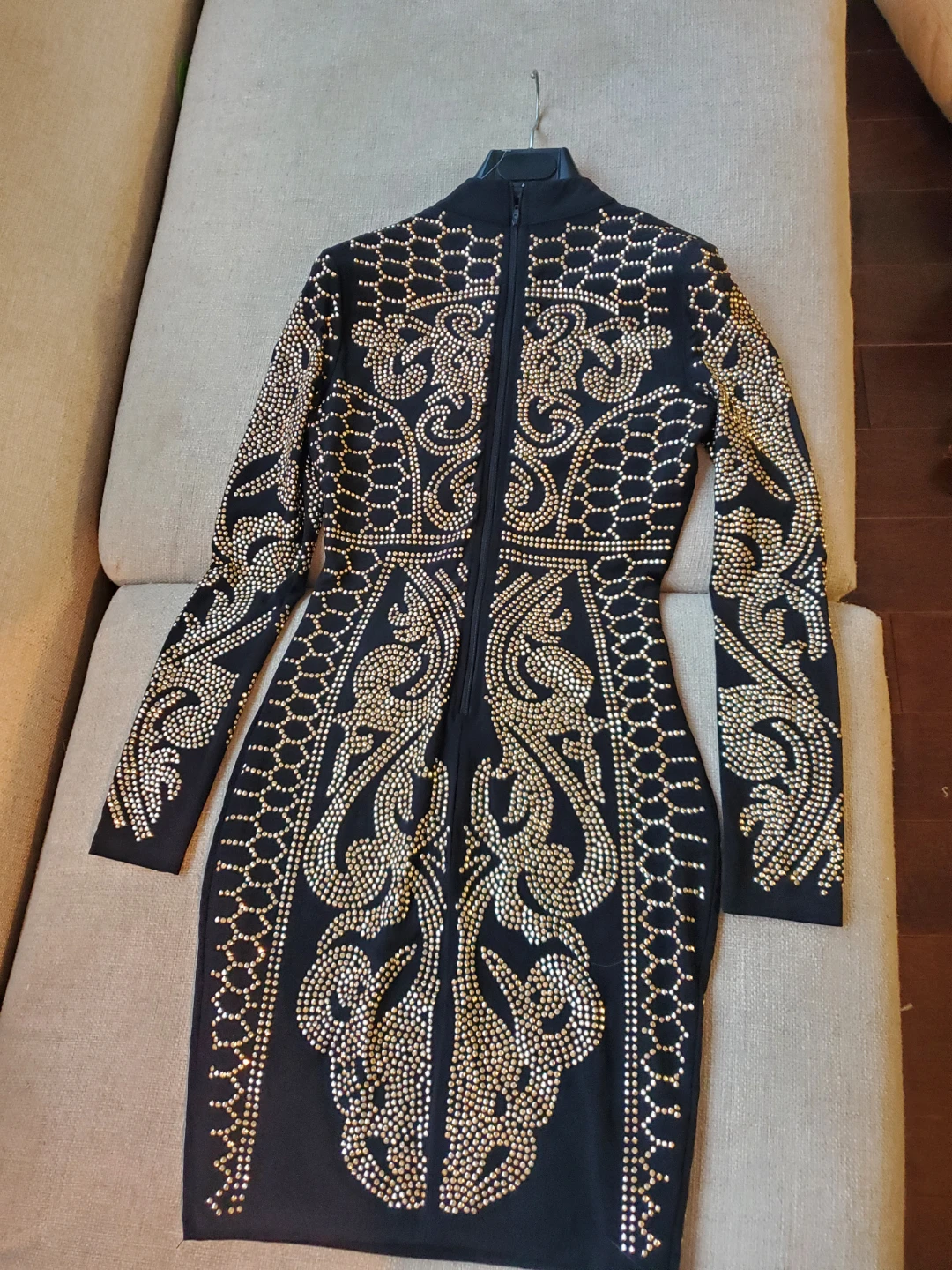 Chelsea Black Embellished Long Sleeve Mini Dress - photo 2
