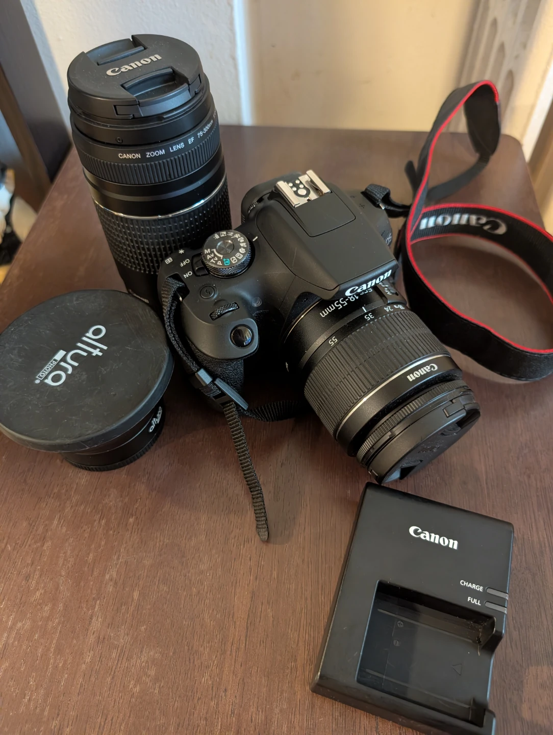 Canon DSLR Camera with Lenses and Charger