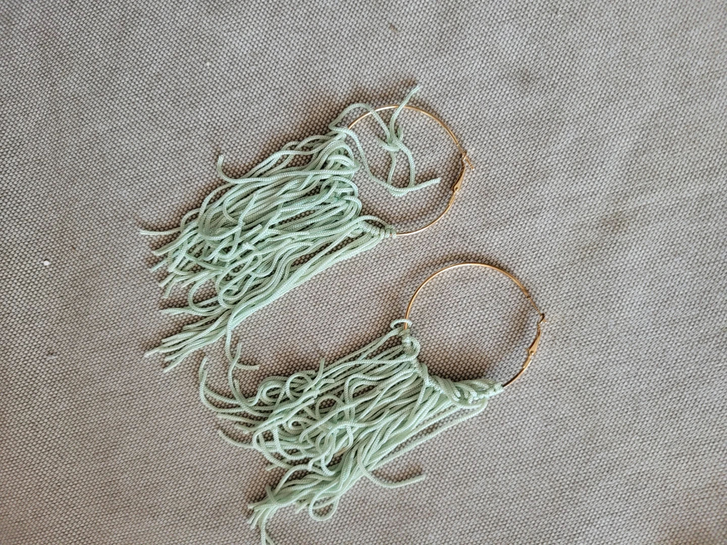Mint Green Tassel Hoop Earrings