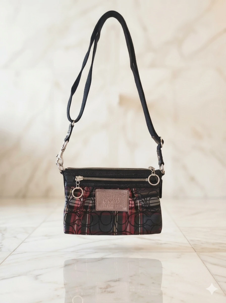 Autentic Coach Tartan Crossbody Bag