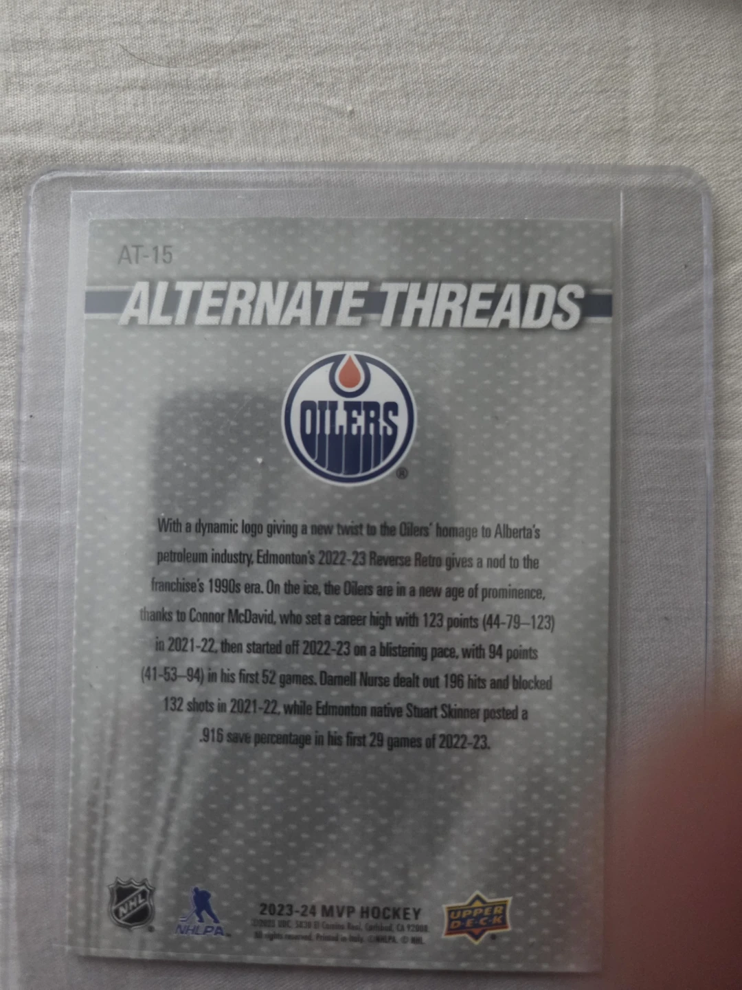 2023-24 Upper Deck MVP Hockey Card - Alternate Threads - photo 2