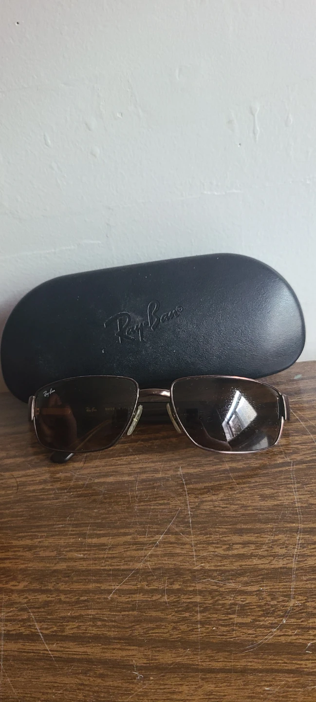 RAY BAN ITALY RB3189 LEATHER BROWNISH FLEX METAL SUNGLASSES