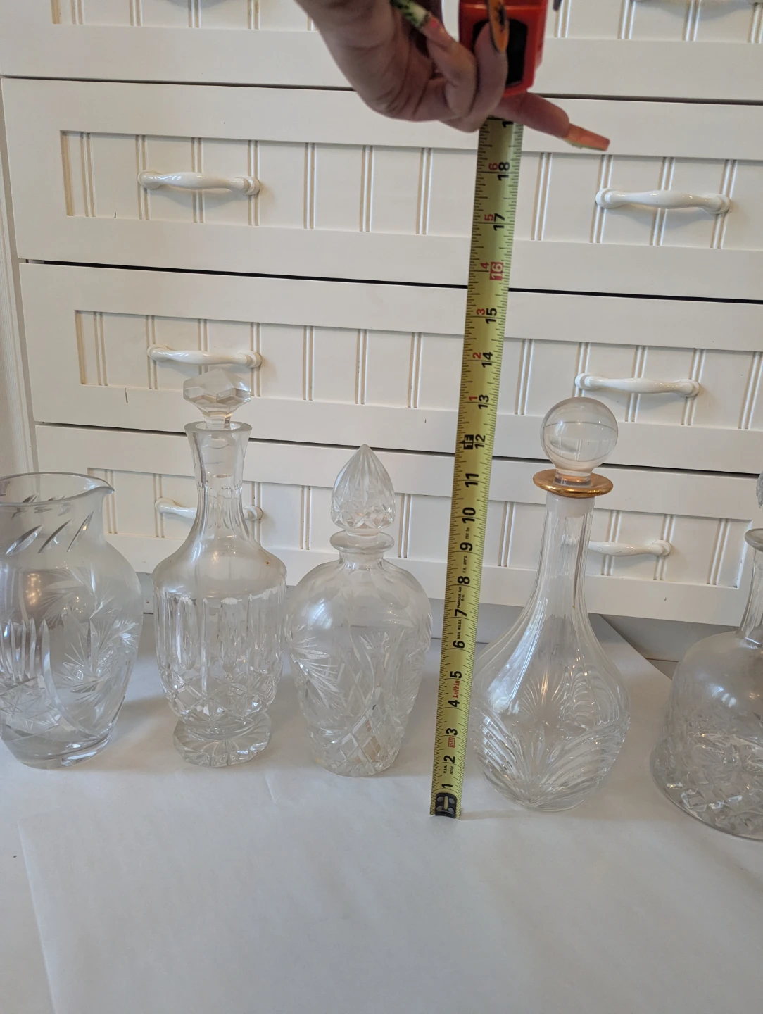 Set of 5 Clear Glass Decanters and Pitcher - photo 3