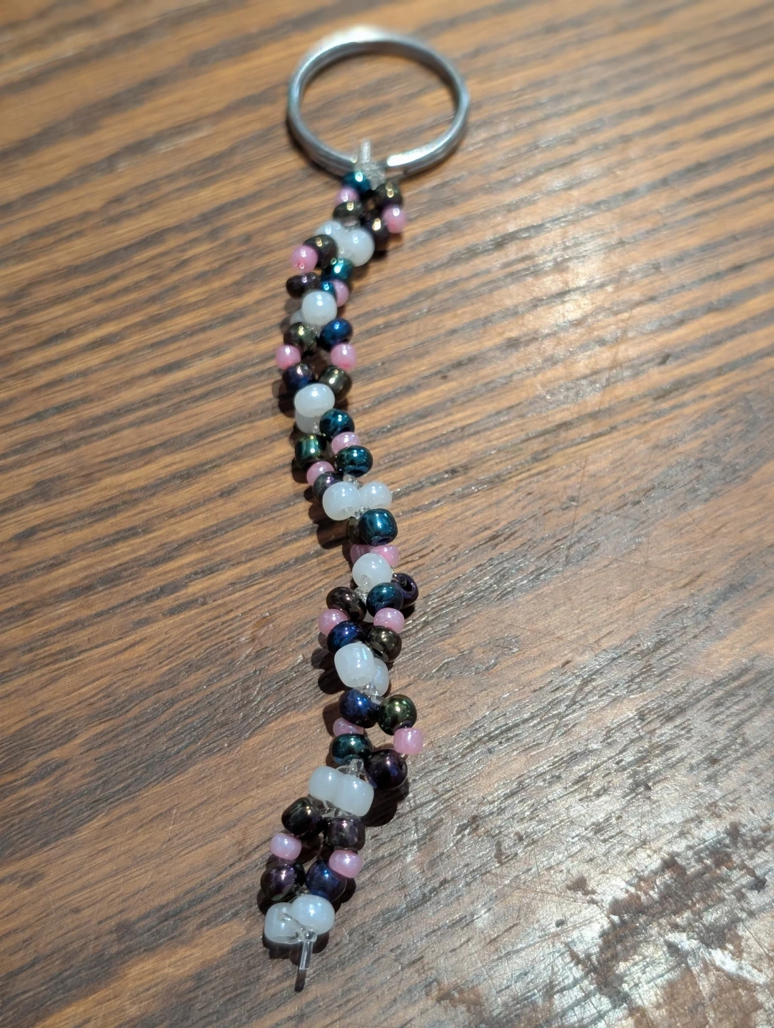 Beaded Keychain with a Metal Ring