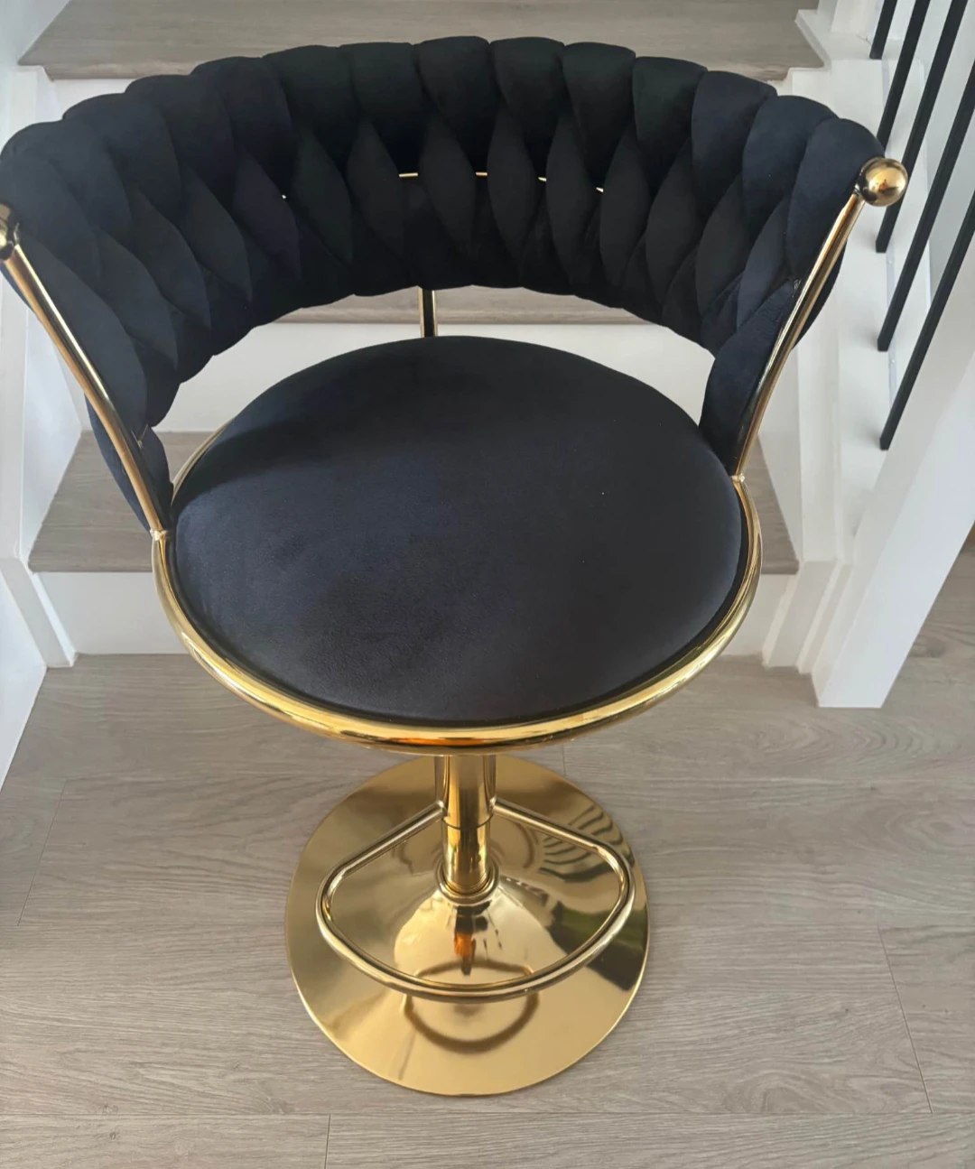 Brand new Black Velvet Bar Stools with Gold Base (Set of 2)