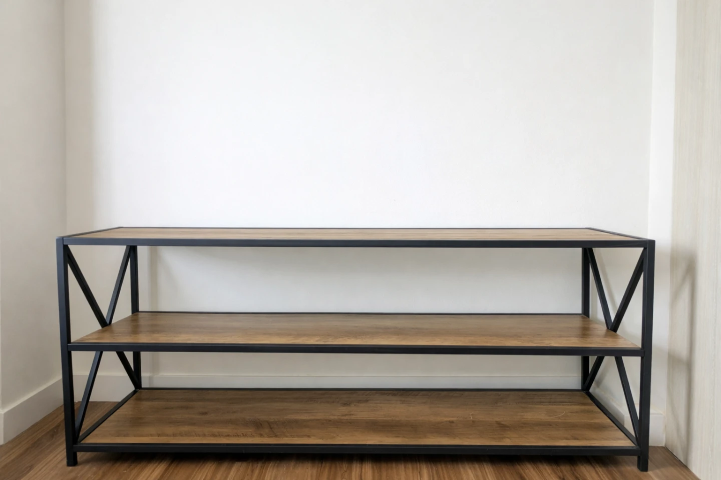 3-Tier Wood and Metal Shelf Unit