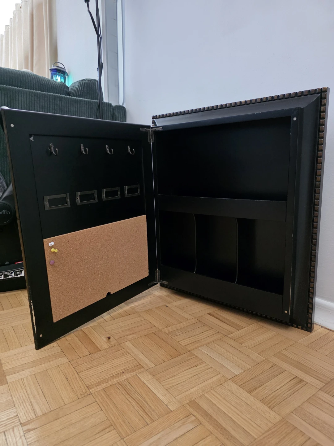 Black Wall Mount Organizer with Cork Board - photo 2