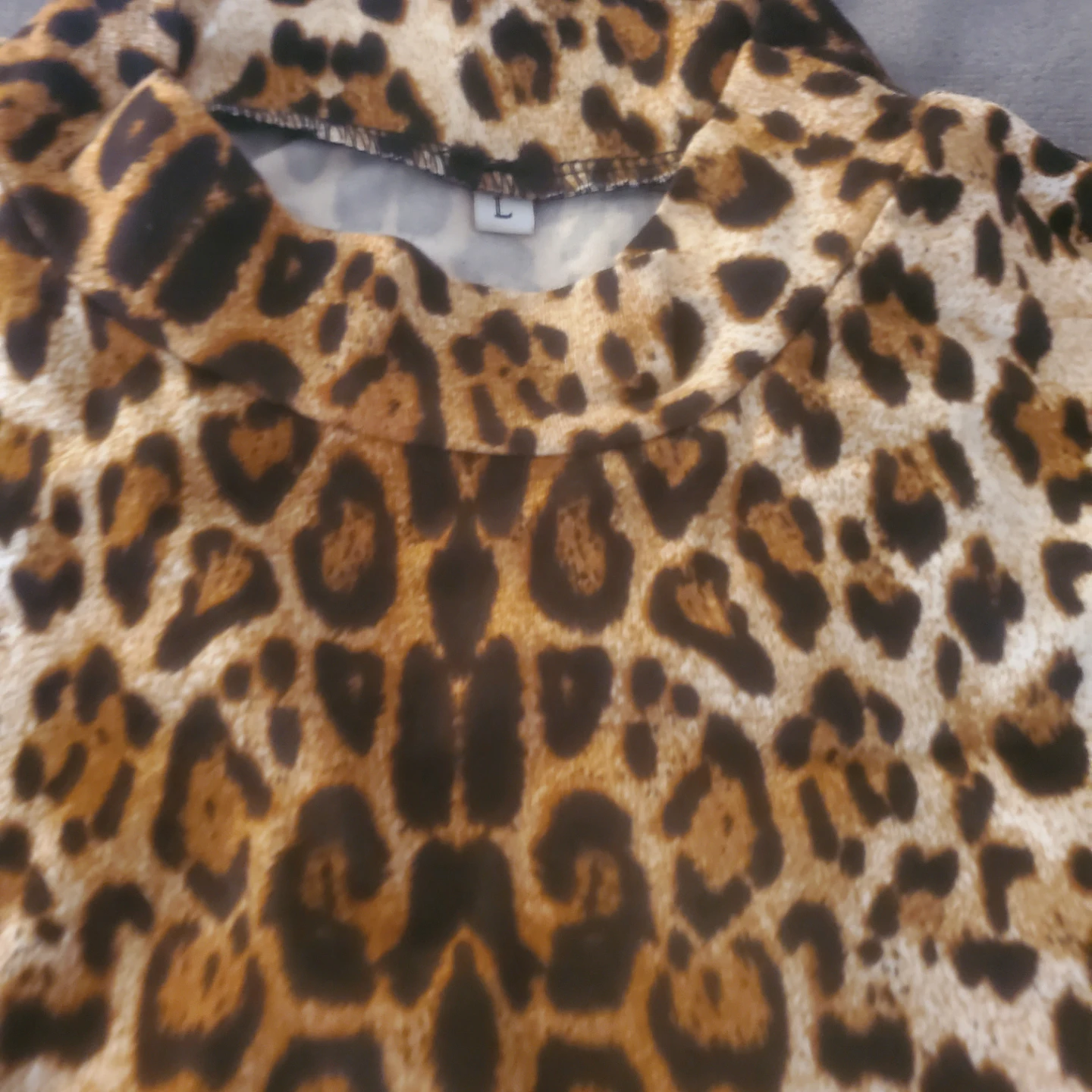 Leopard Print Long Sleeve Dress - Size L