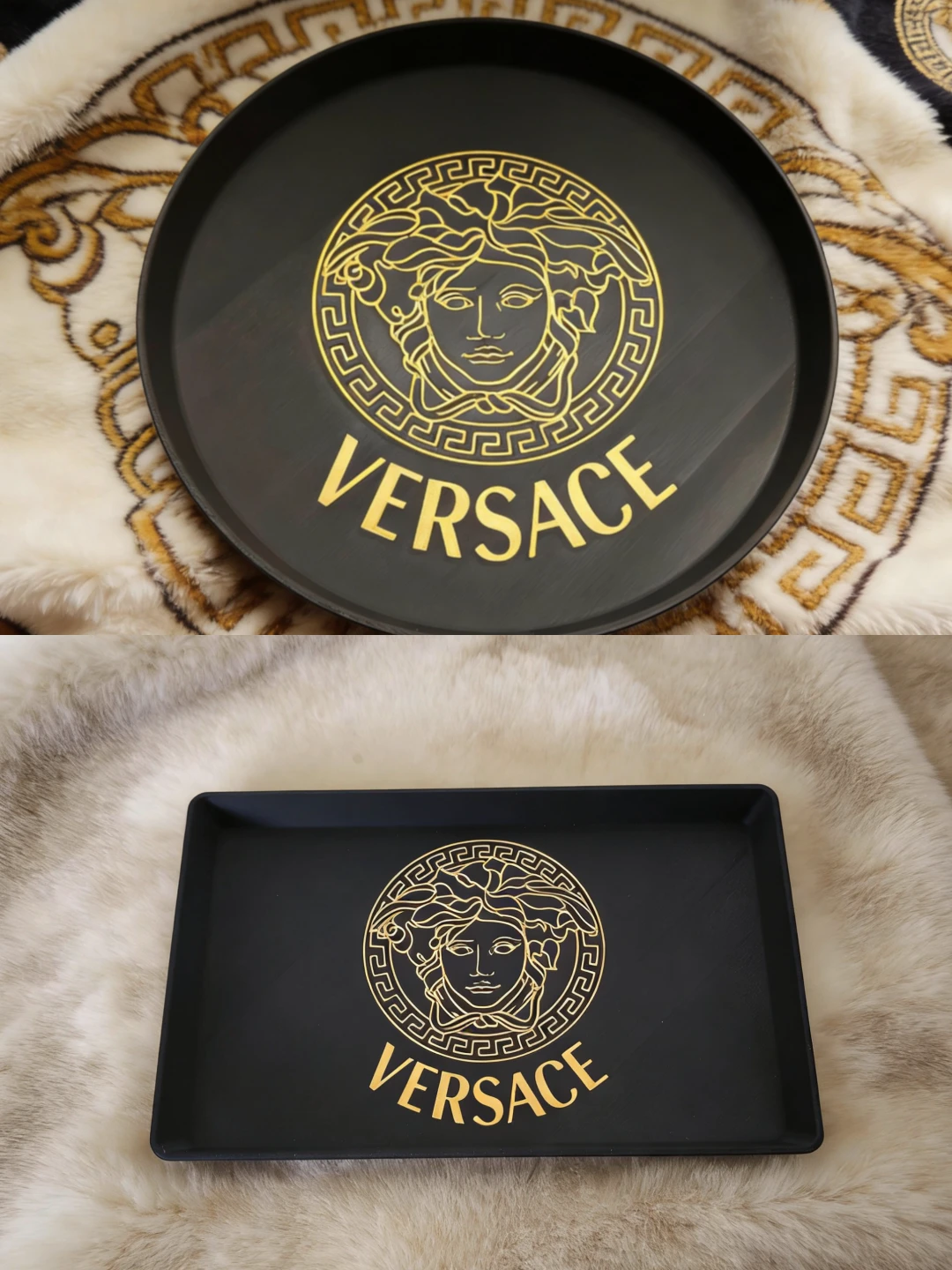 Versace inspired Black and Gold Medusa Tray