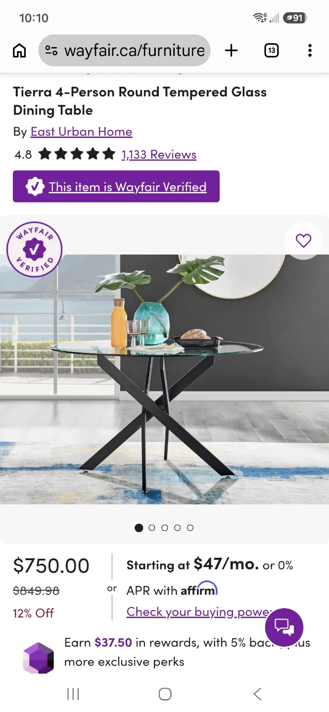 East Urban Home Tierra Round Tempered Glass Dining Table - photo 5