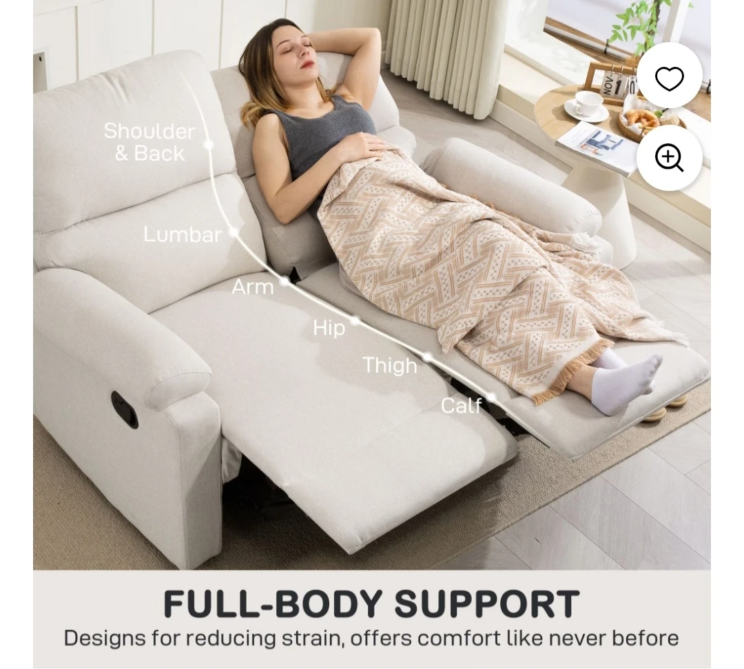 Light Beige Loveseat Recliner - photo 5