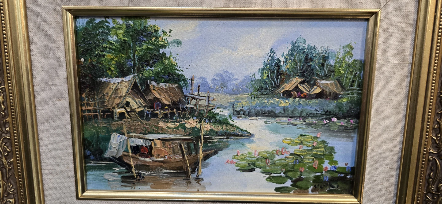 Vintage Mid-Century Asian Oil Paintings - Framed, 1960s. - photo 4