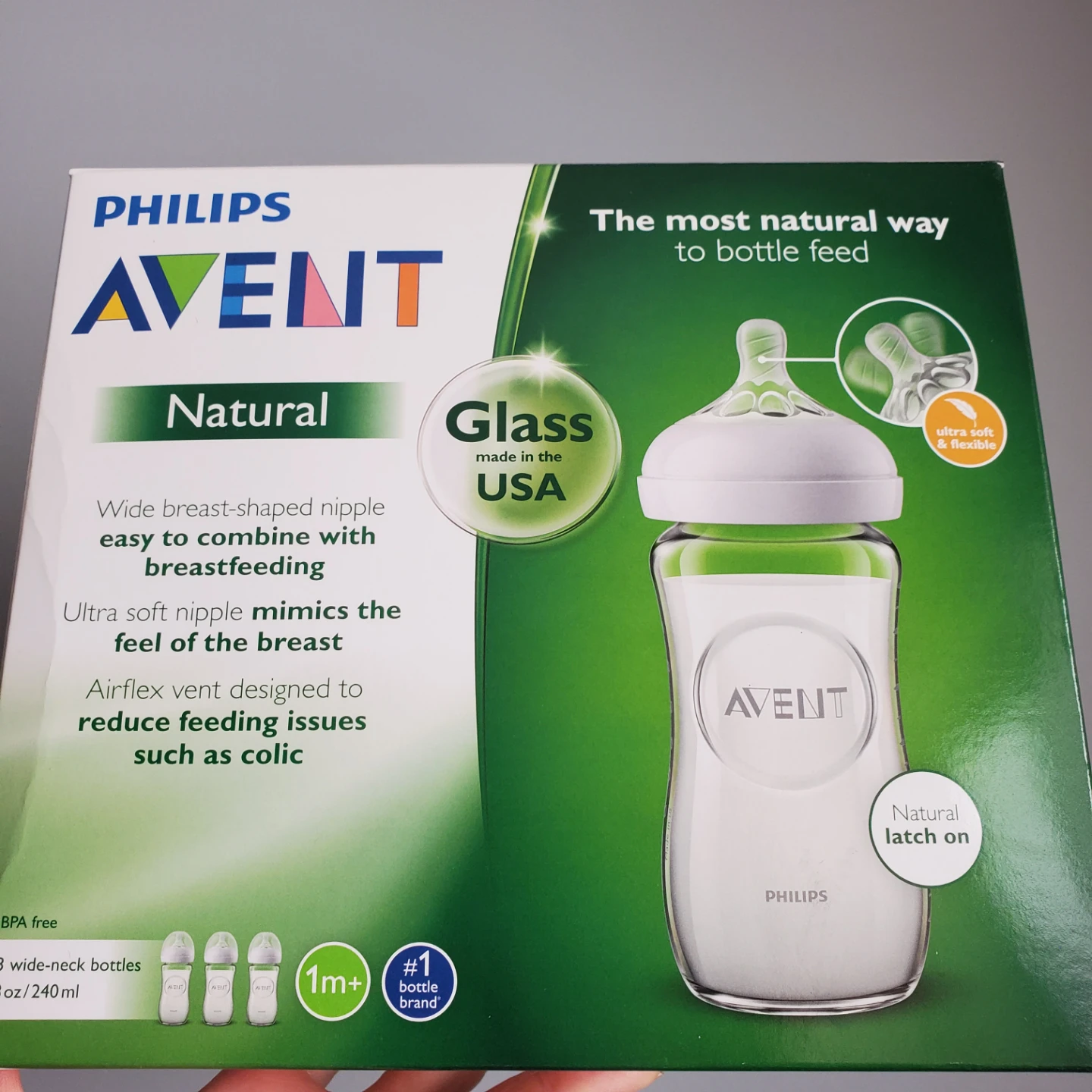 NEW Philips Avent Natural Glass Baby Bottles - 3 Pack
