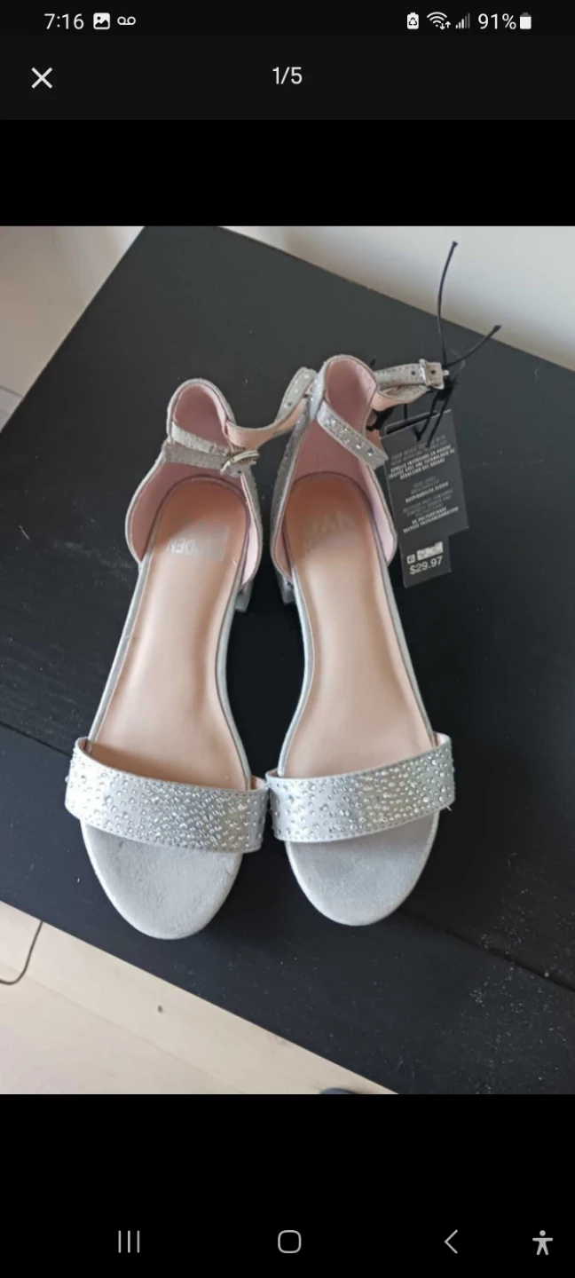 Madden NYC Silver Embellished Heels - Size 3