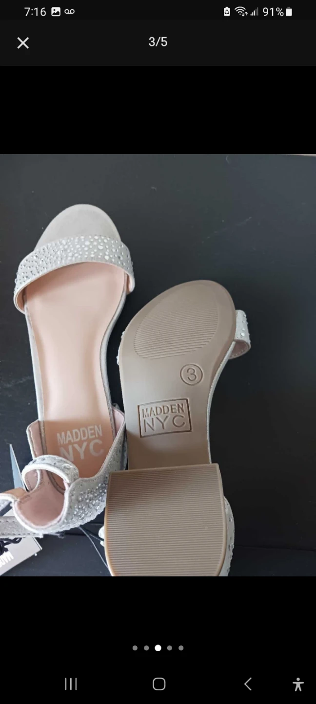 Madden NYC Silver Embellished Heels - Size 3 - photo 2