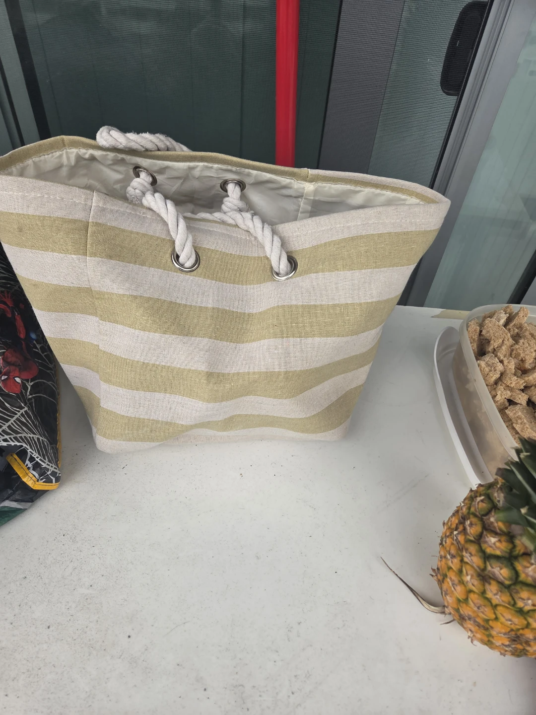 Striped Beach Bag with Rope Handles