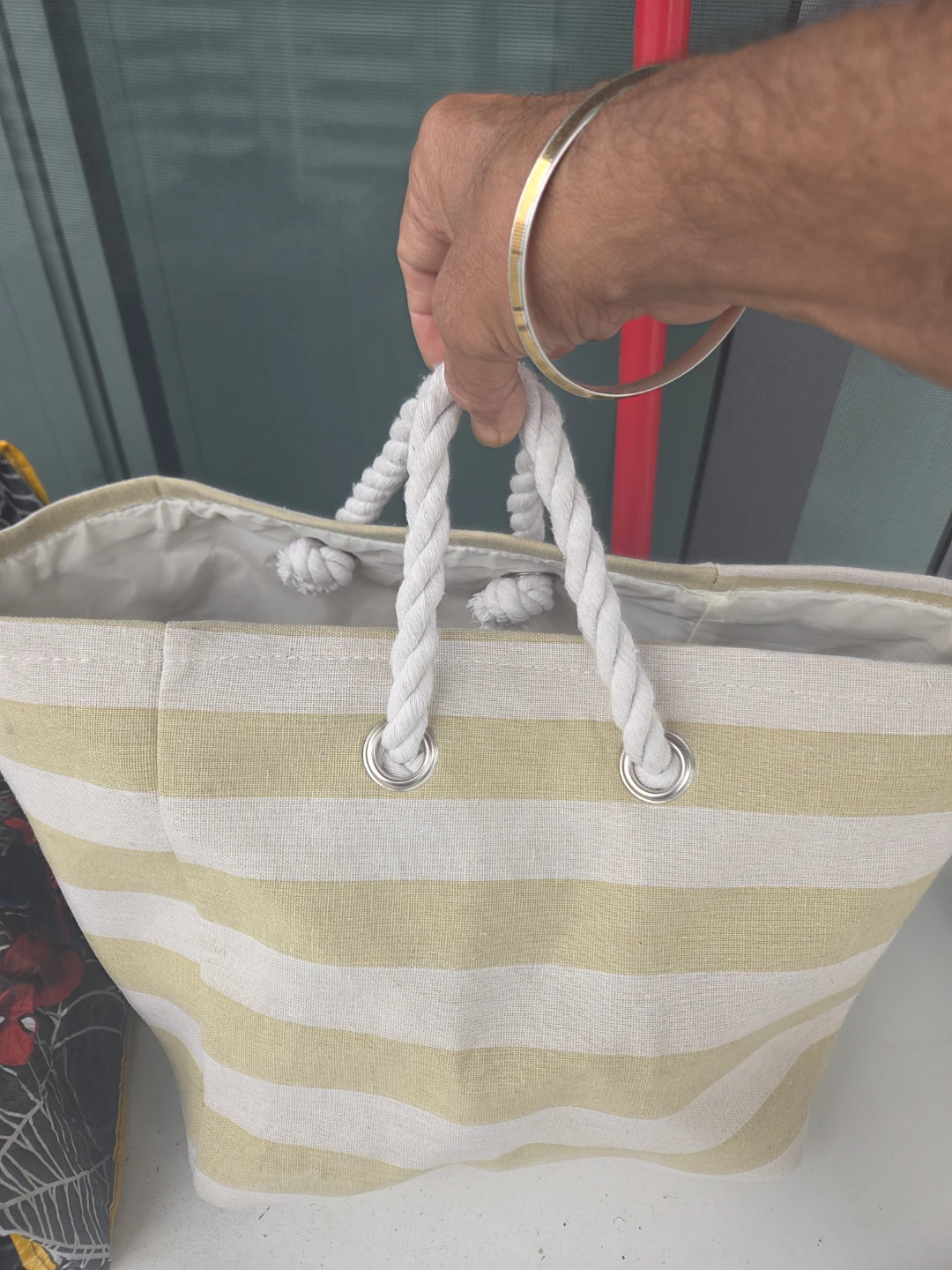 Striped Beach Bag with Rope Handles - photo 2