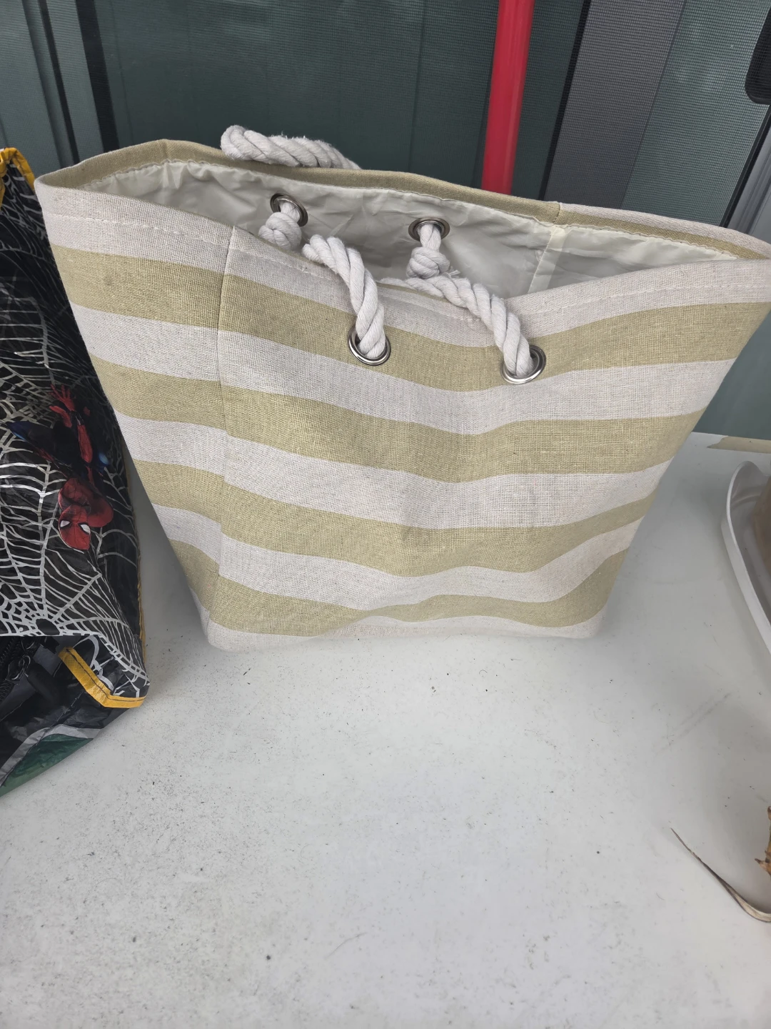 Striped Beach Bag with Rope Handles - photo 3