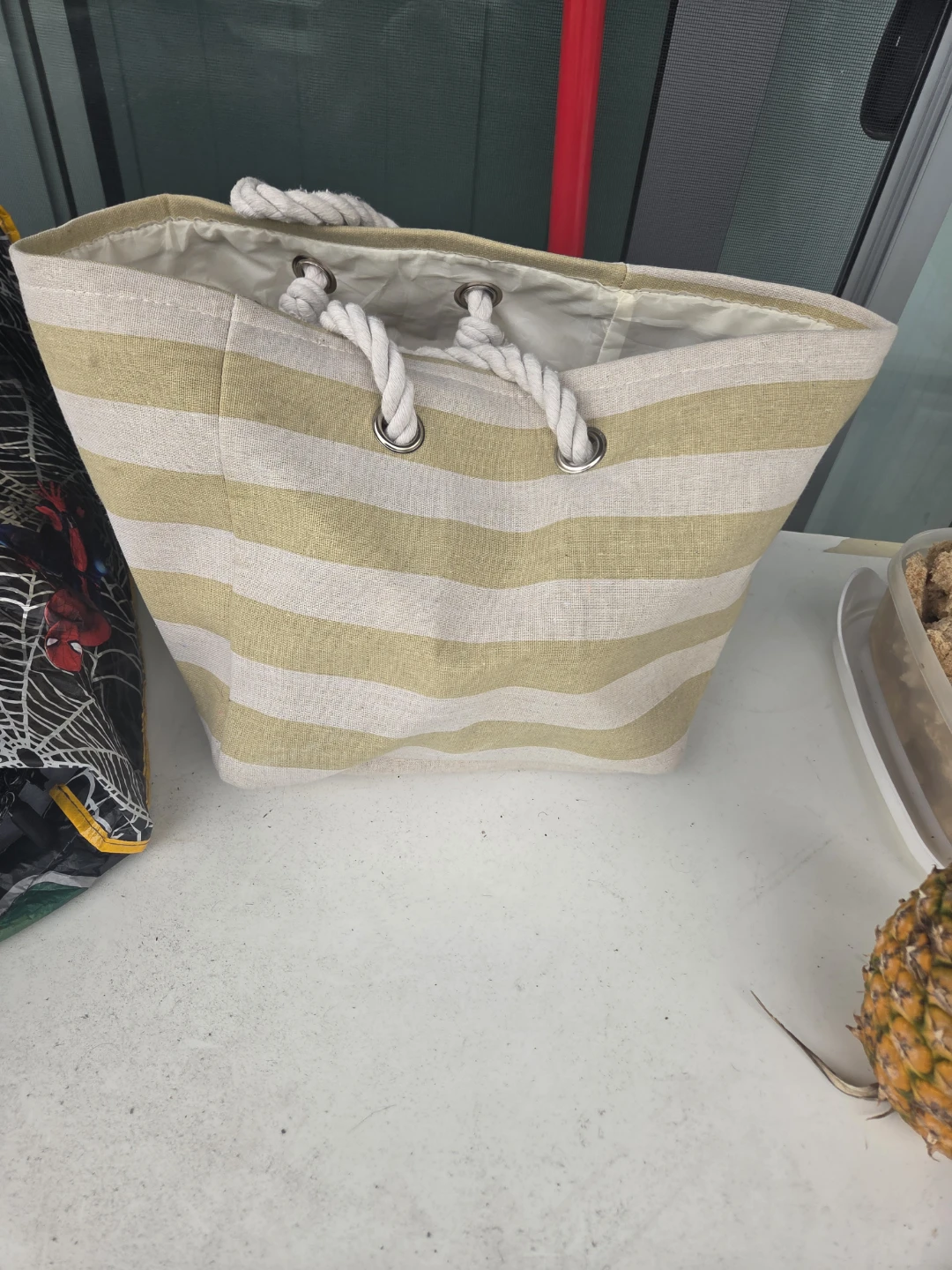 Striped Beach Bag with Rope Handles - photo 4