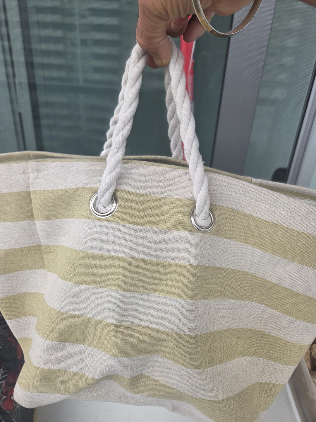 Striped Beach Bag with Rope Handles - photo 5