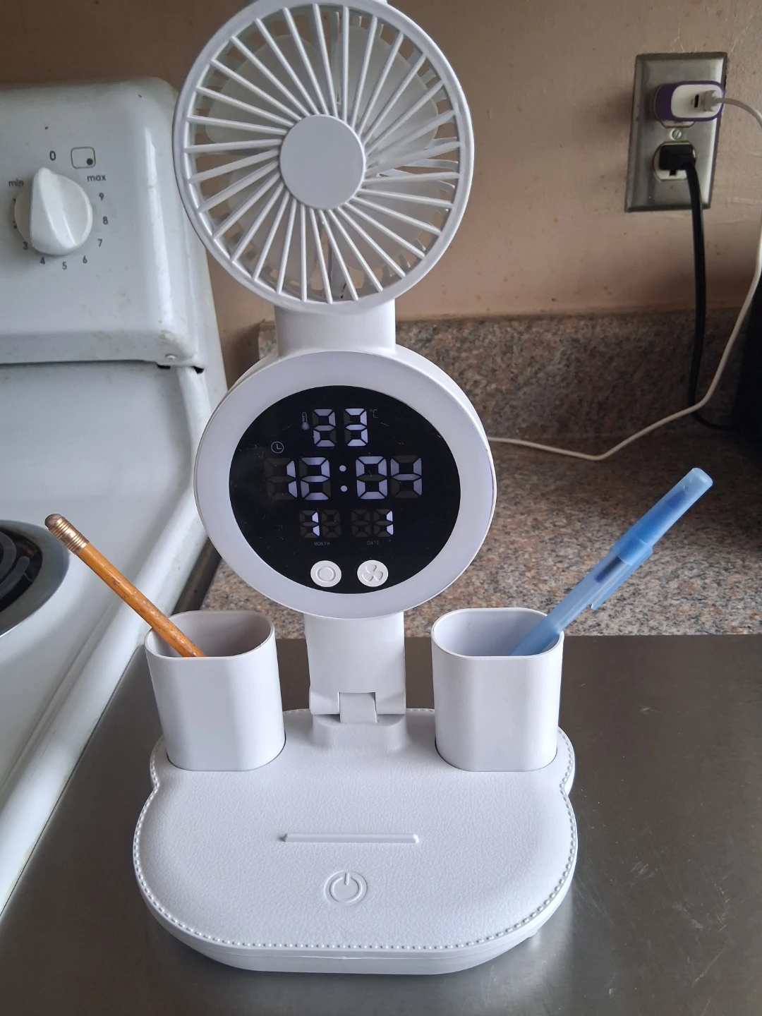 Brand new White Desk Lamp with Fan and Clock - photo 4