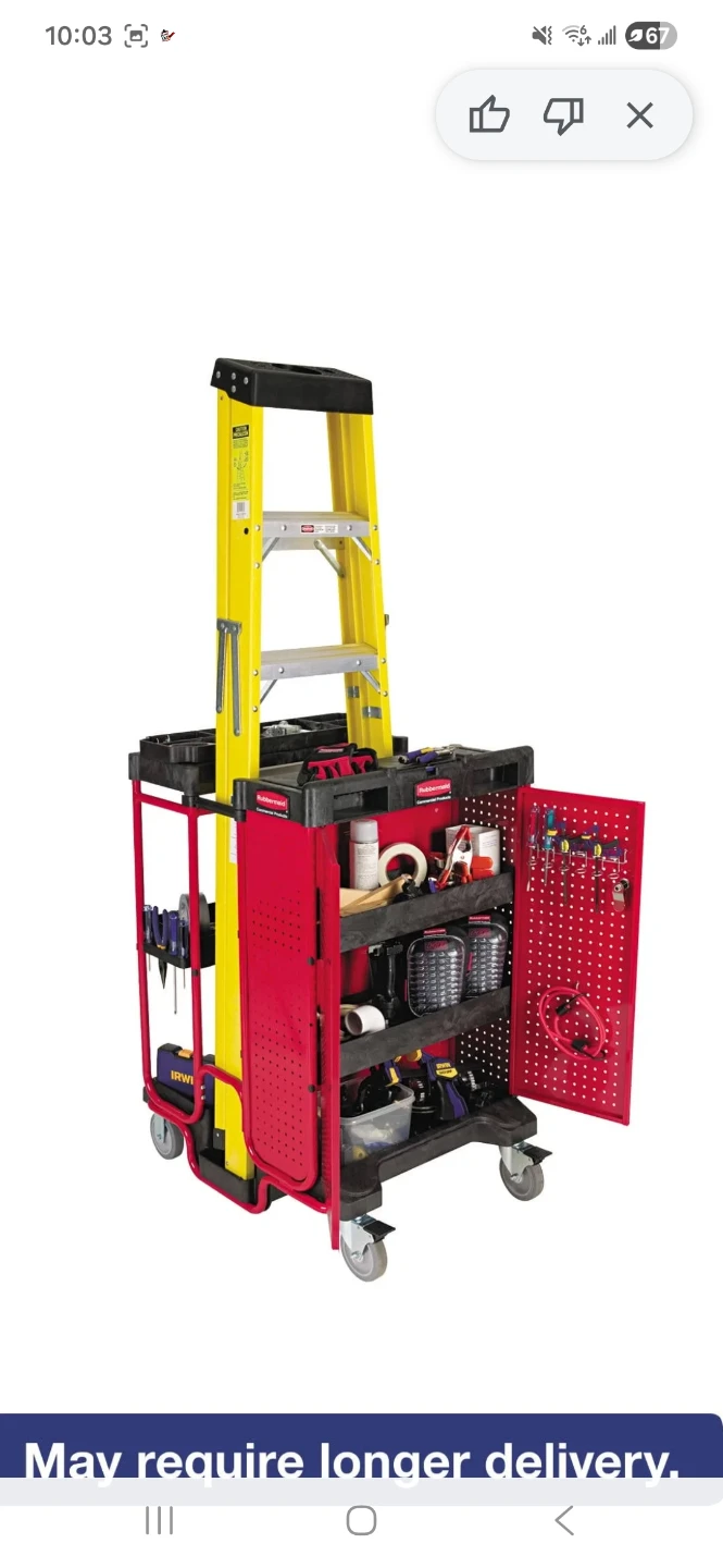 Rubbermaid Ladder Cart with Perforated Cabinet