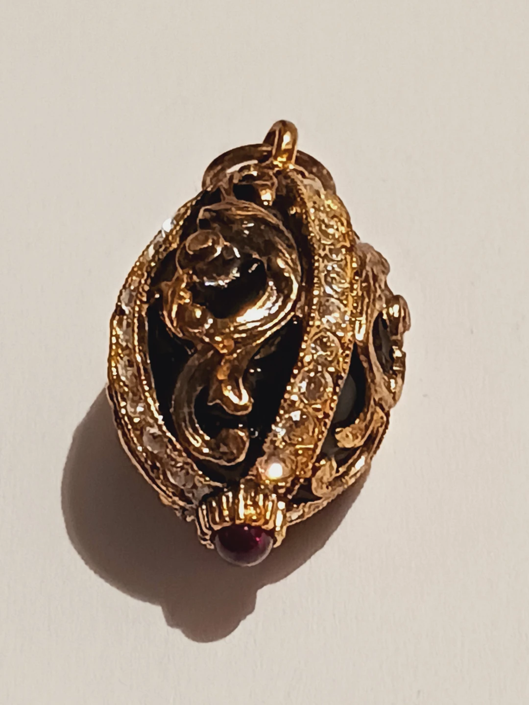 Gold Vermeil Sterling Silver Enamel Fabergé Egg Pendant - photo 4