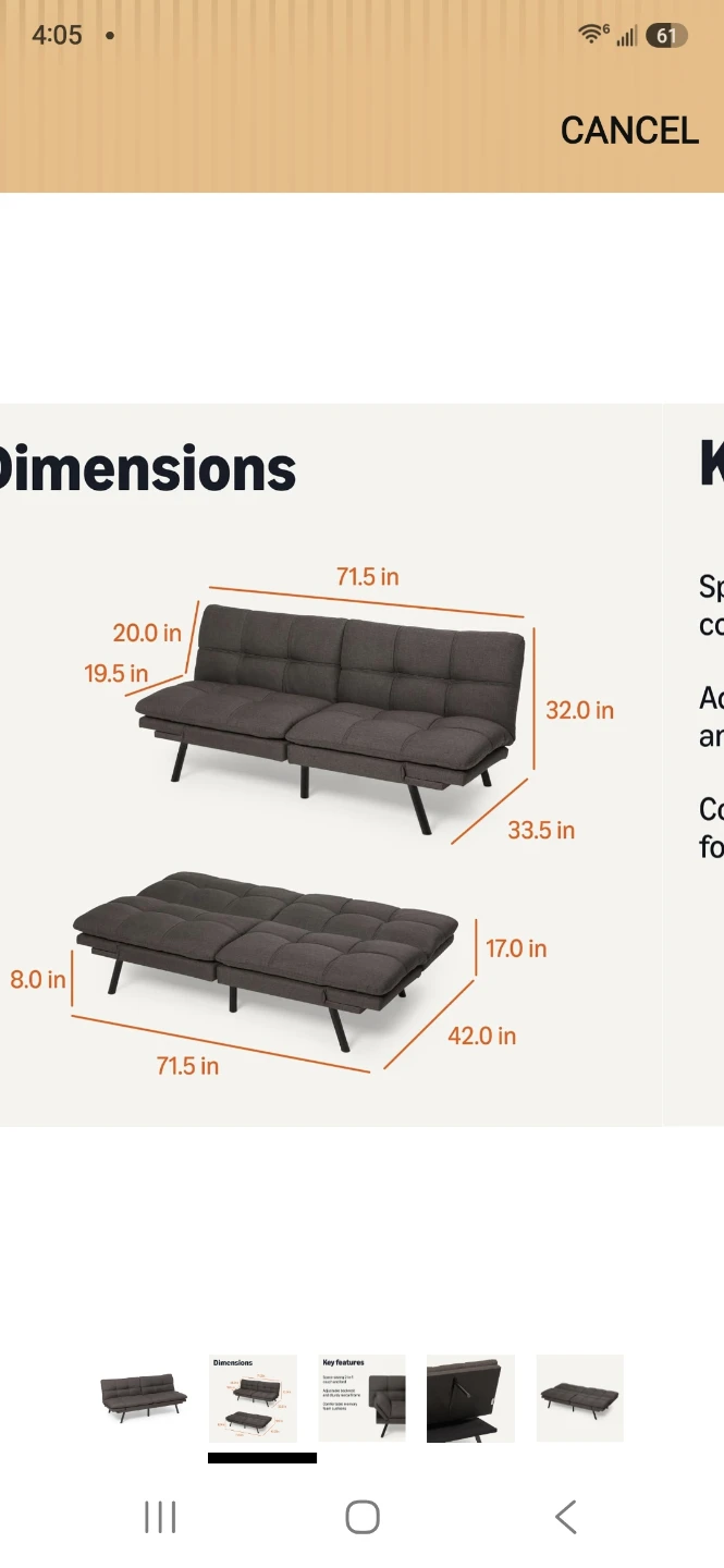 Sofa Bed - Dark Gray - photo 3