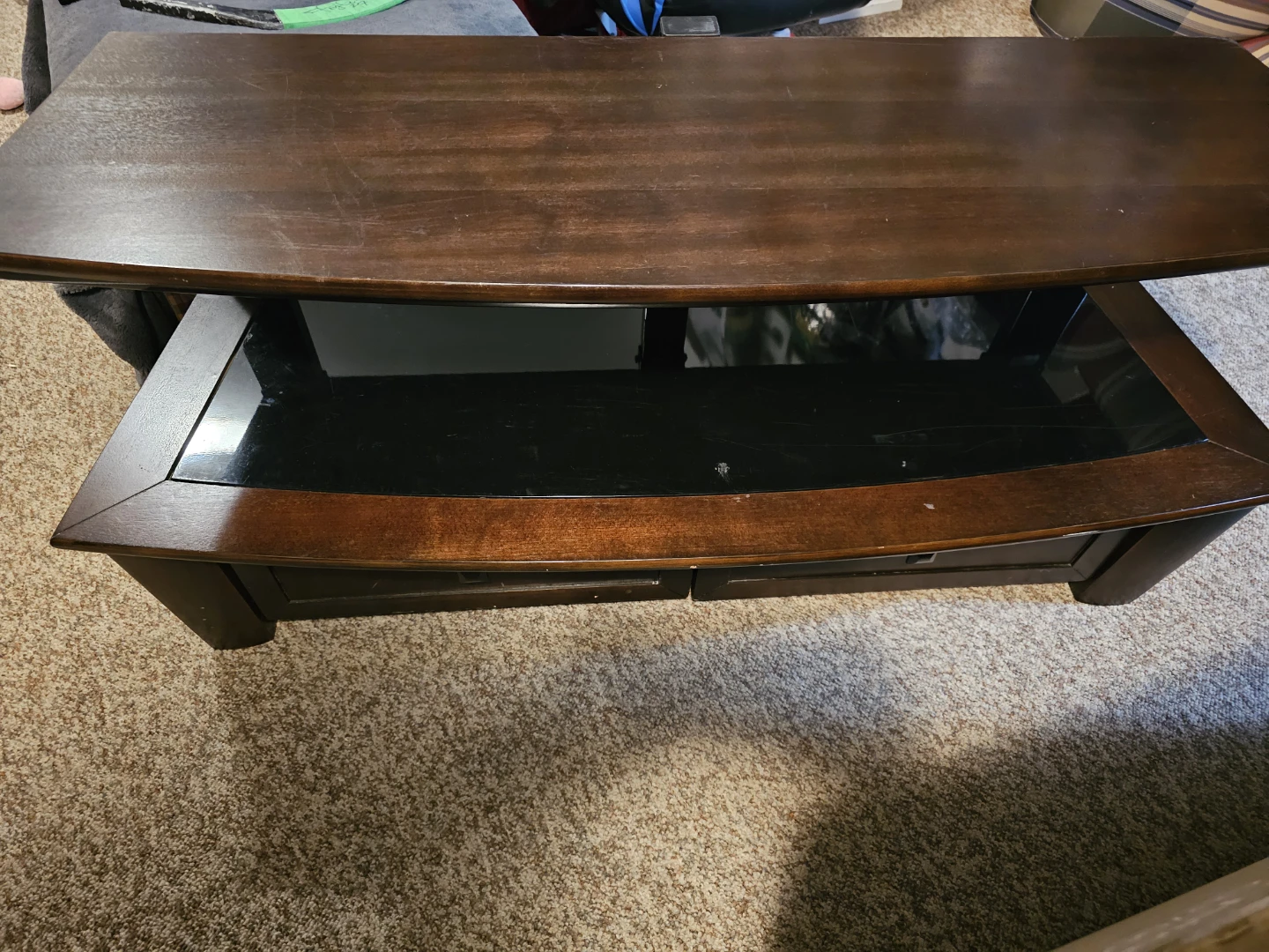 Tv stand with Glass Shelf