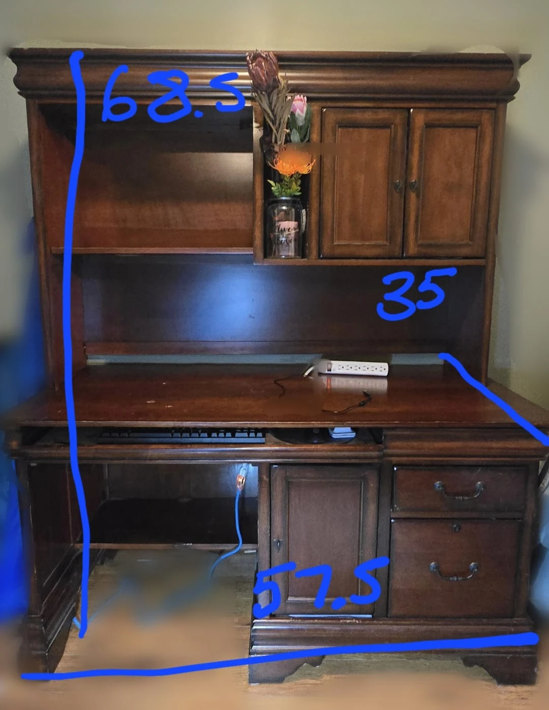 Traditional Wooden Desk with Hutch - photo 3
