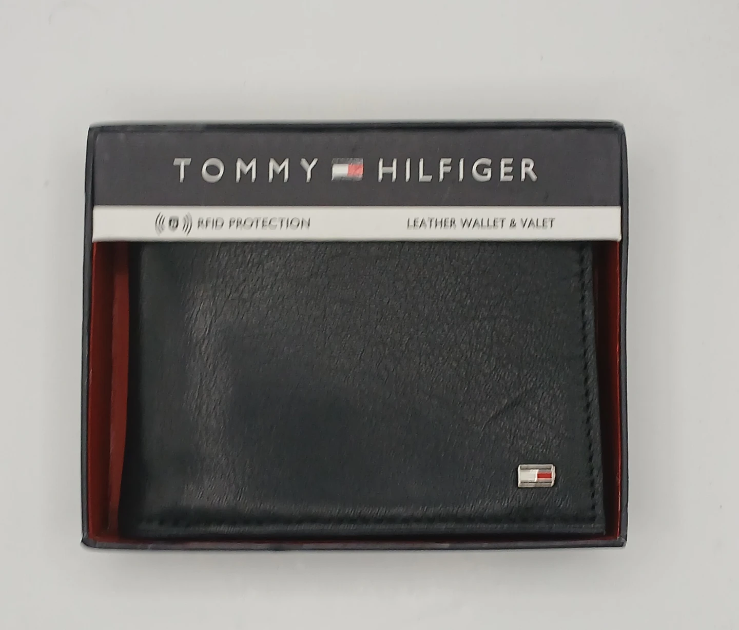 Tommy Hilfiger Black Leather RFID Blocking Passcase Wallet