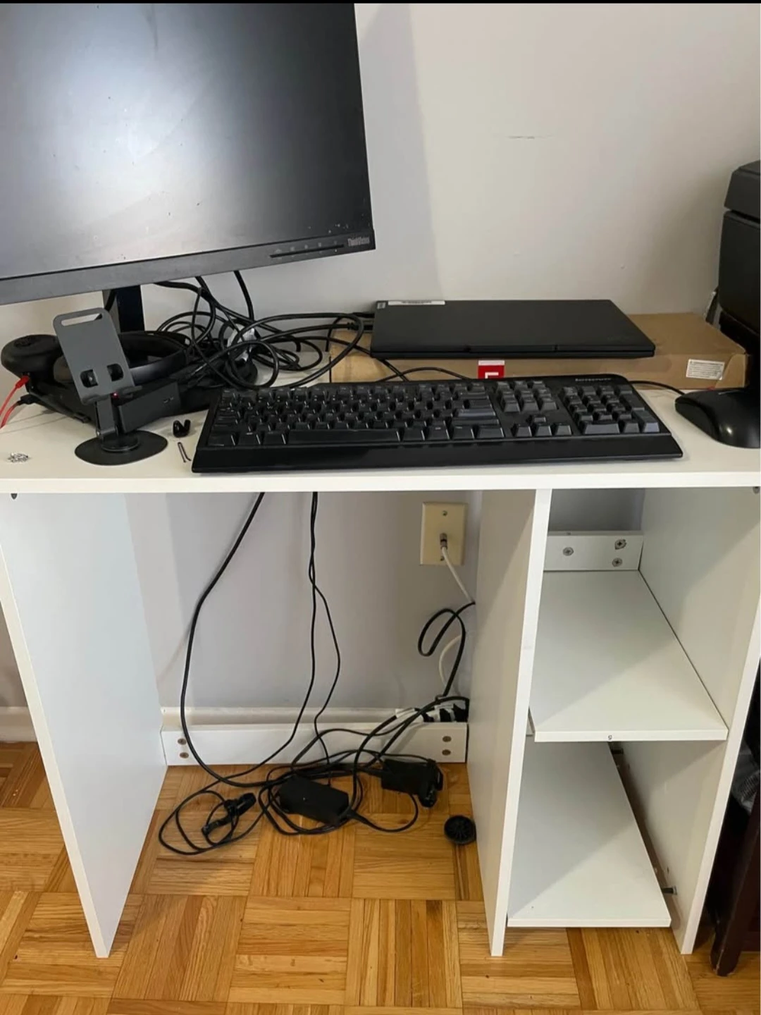 White Compact Desk with Shelving - photo 4