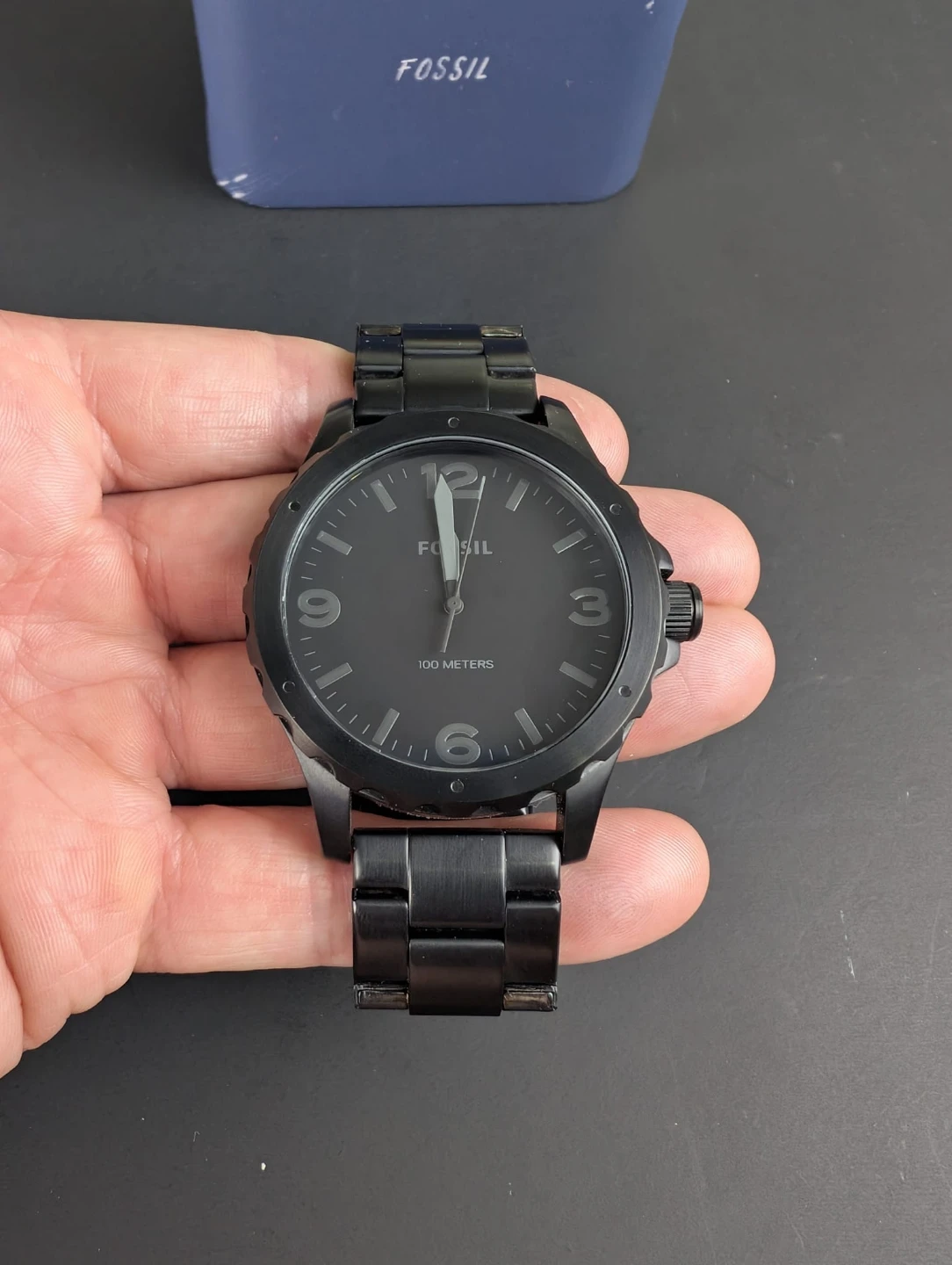 Men's Fossil Black Stainless Steel Watch