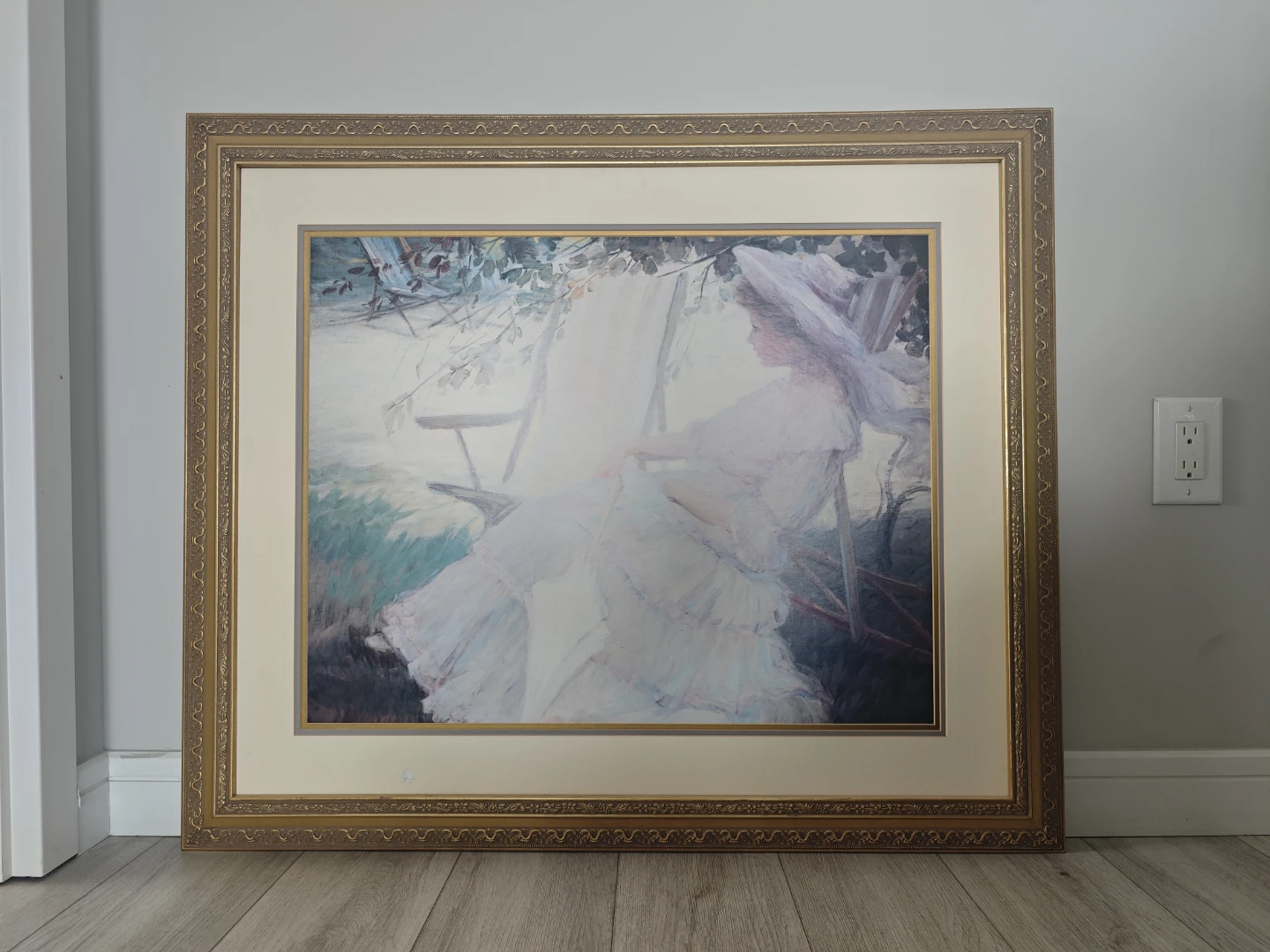 Framed Painting of Woman in Victorian Dress - photo 2