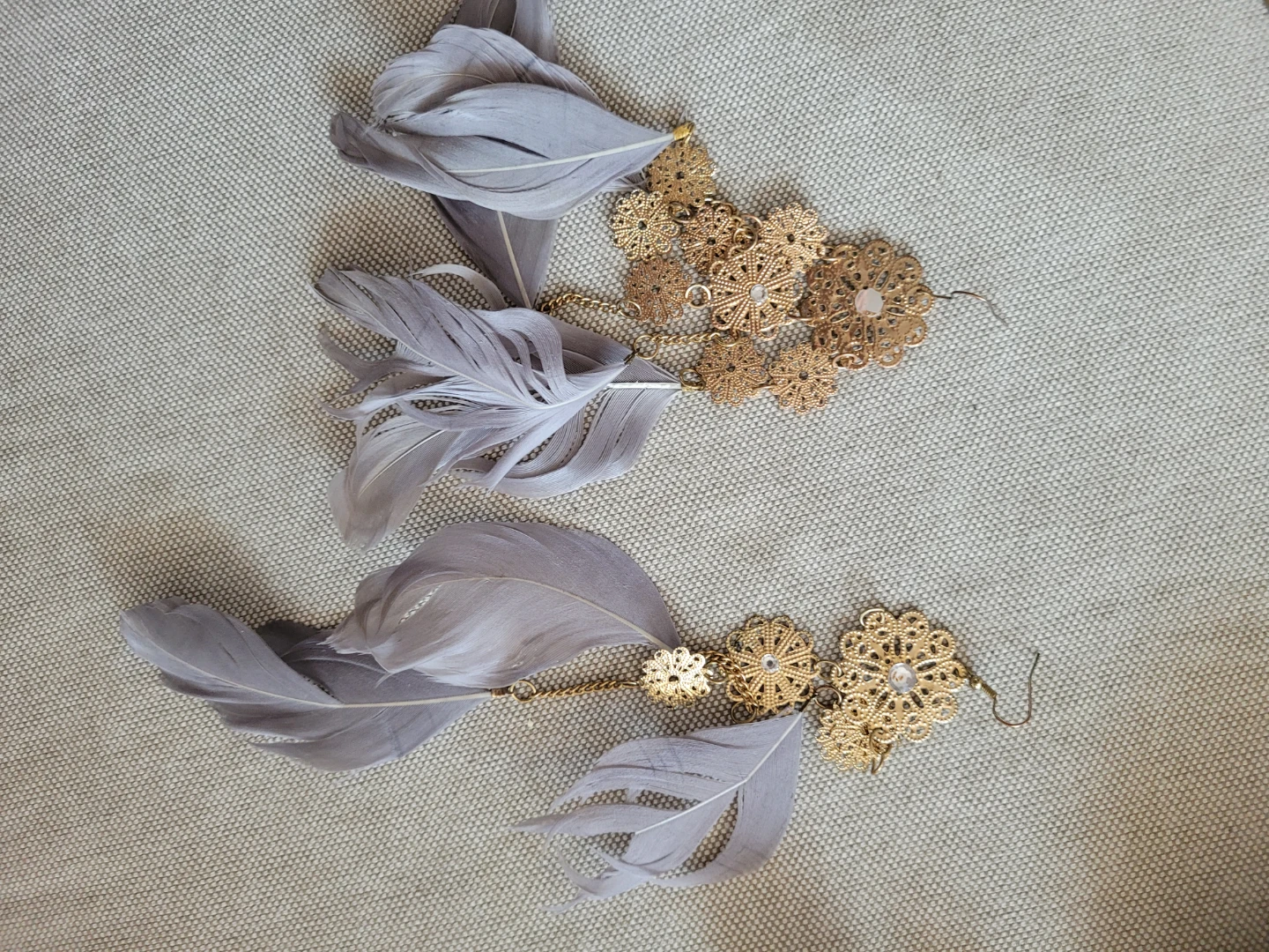 Feather and Filigree Drop Earrings