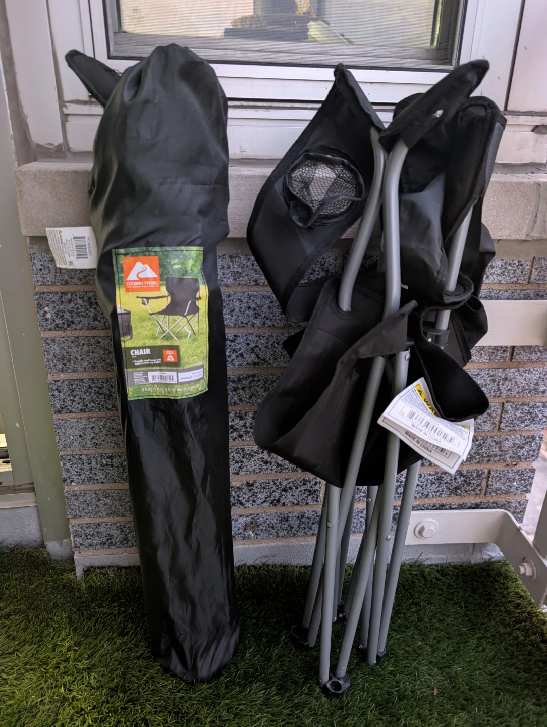 Ozark Trail Black Folding Camp Chair with Carry Bag