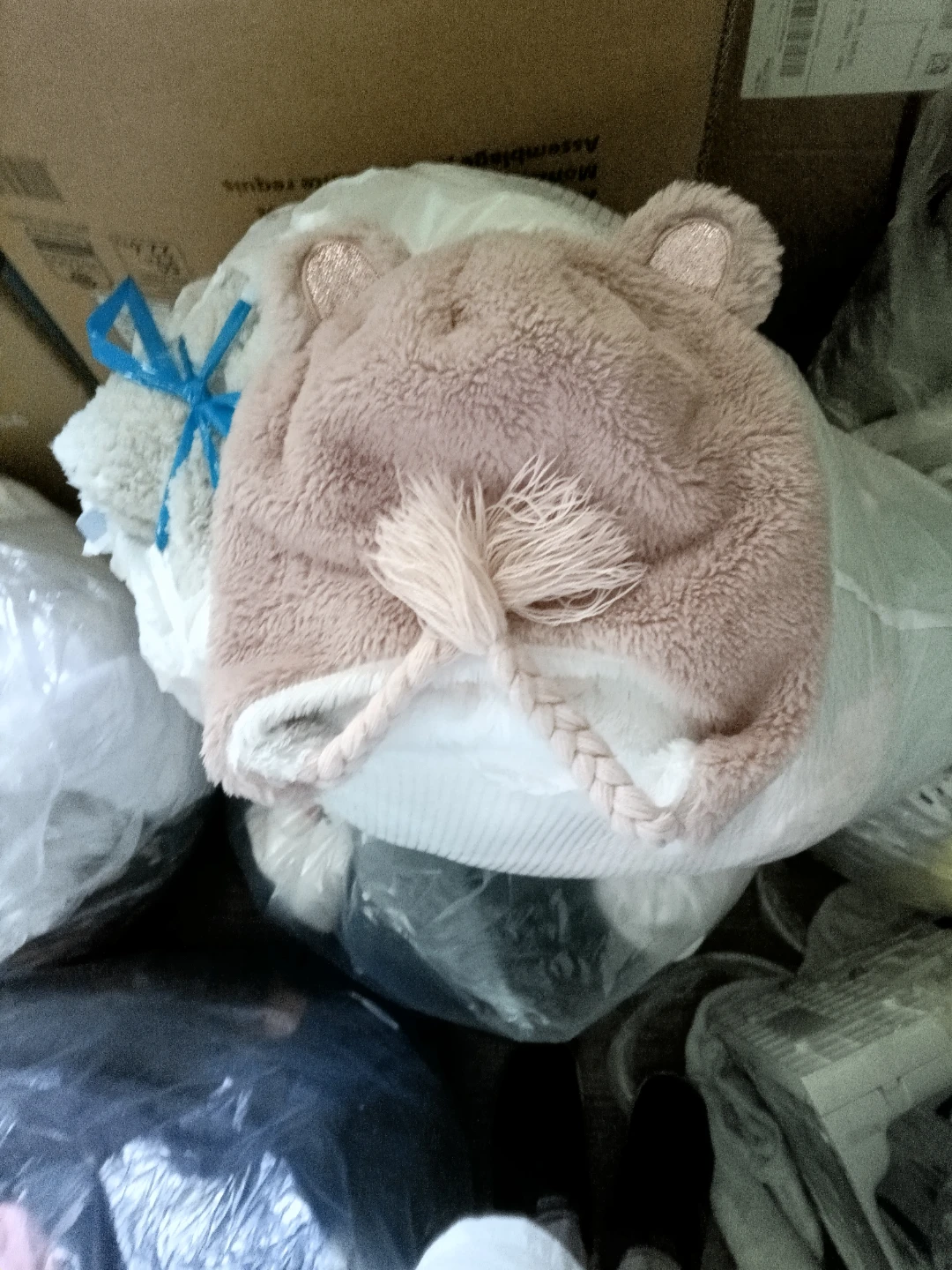 Pink Faux Fur Hat with Ears and Tail - photo 2