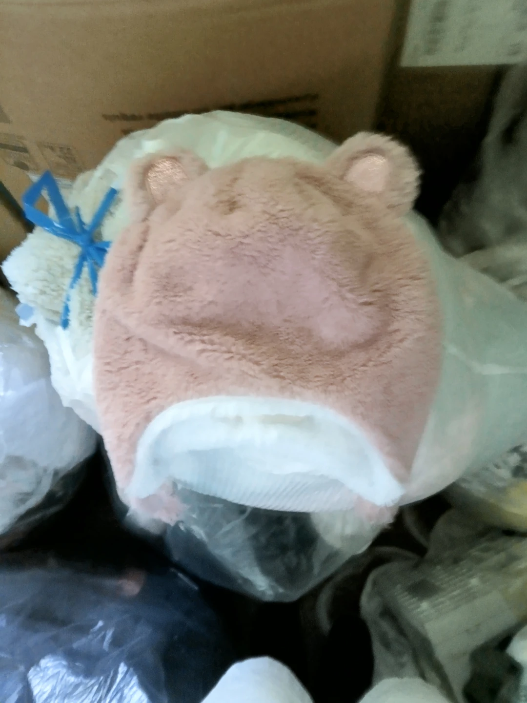 Pink Faux Fur Hat with Ears and Tail - photo 3