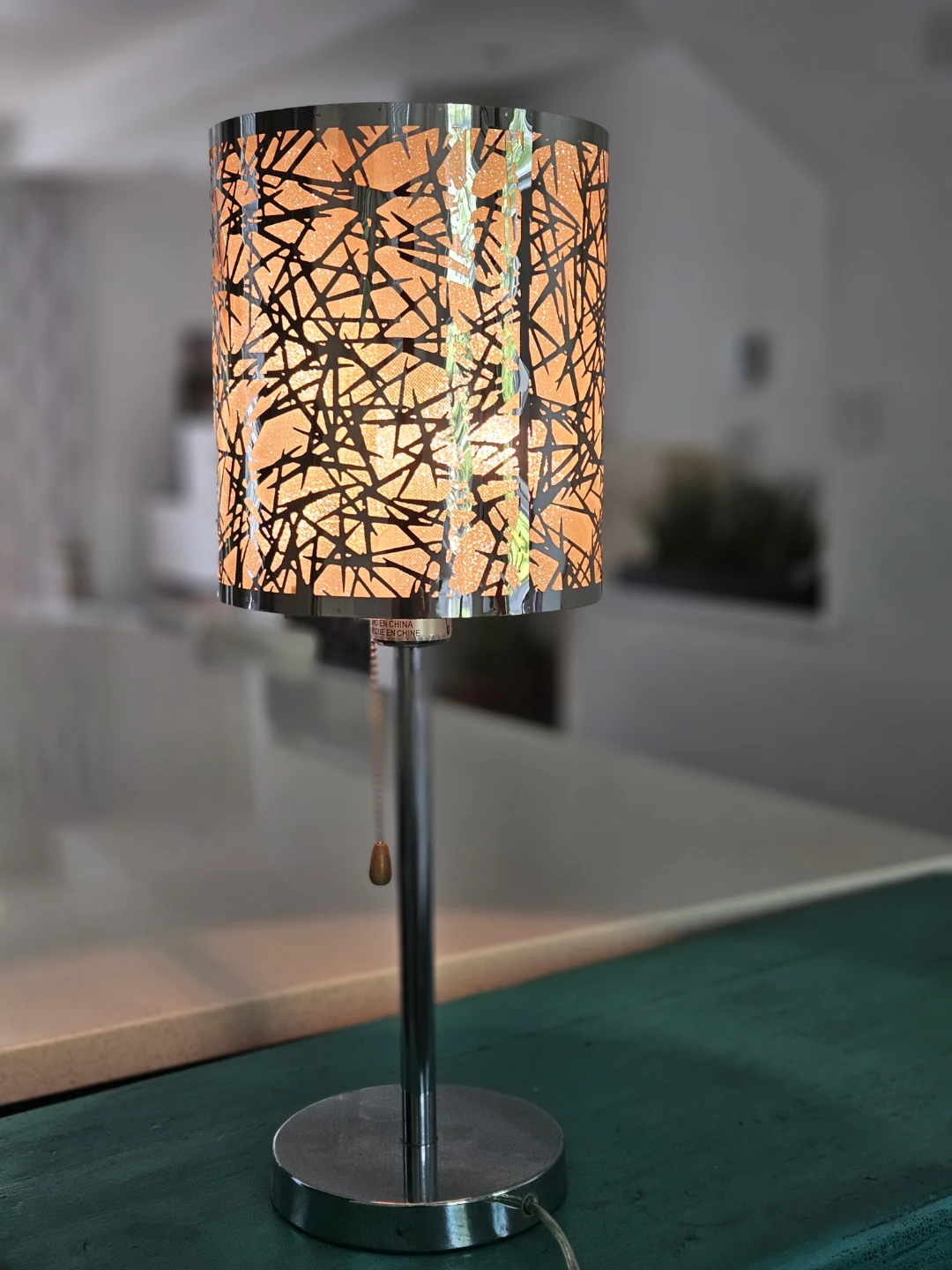 Chrome Desk Lamp with Cut-out Shade