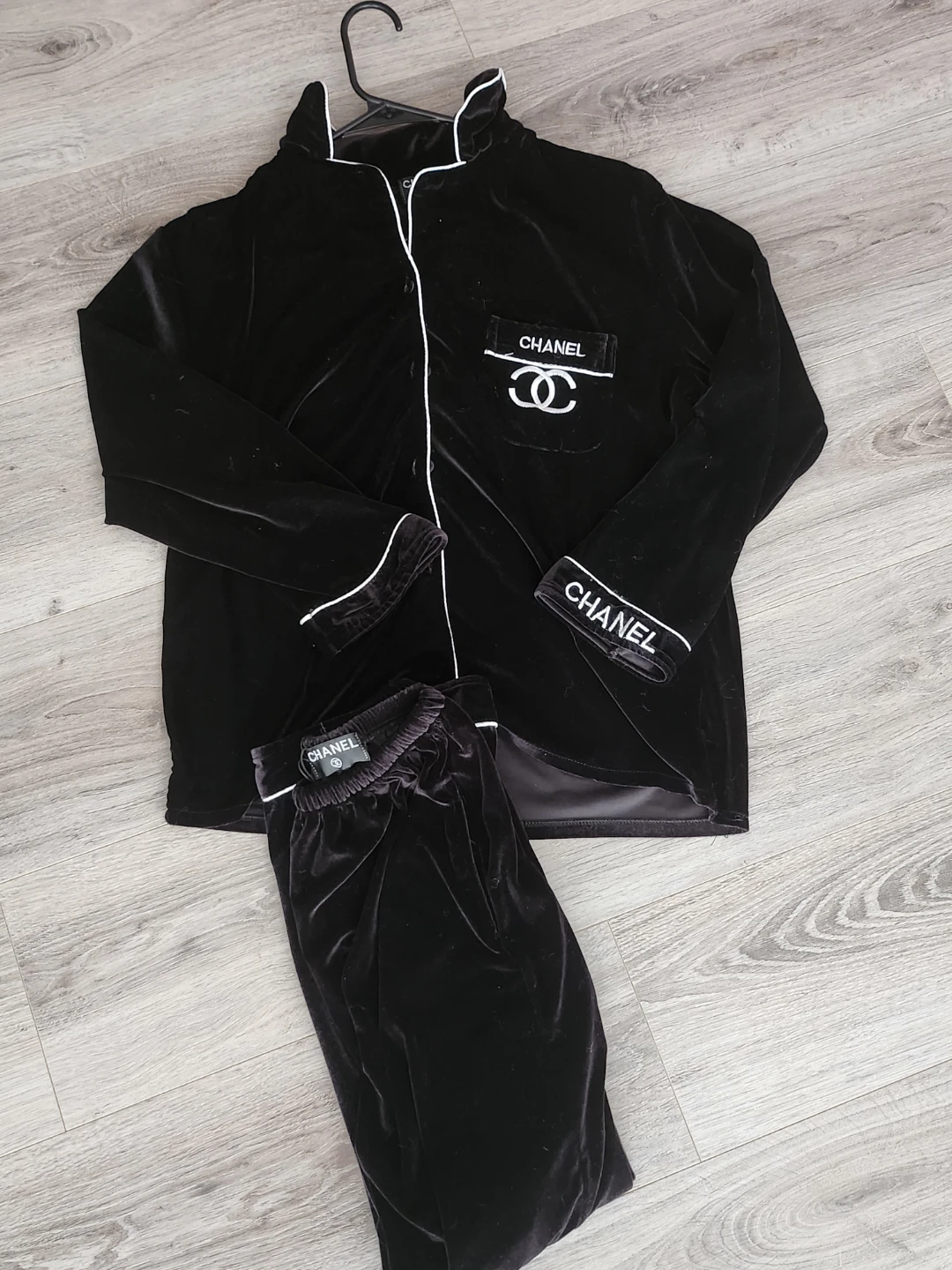 CHANEL Black Velvet Pyjama Set