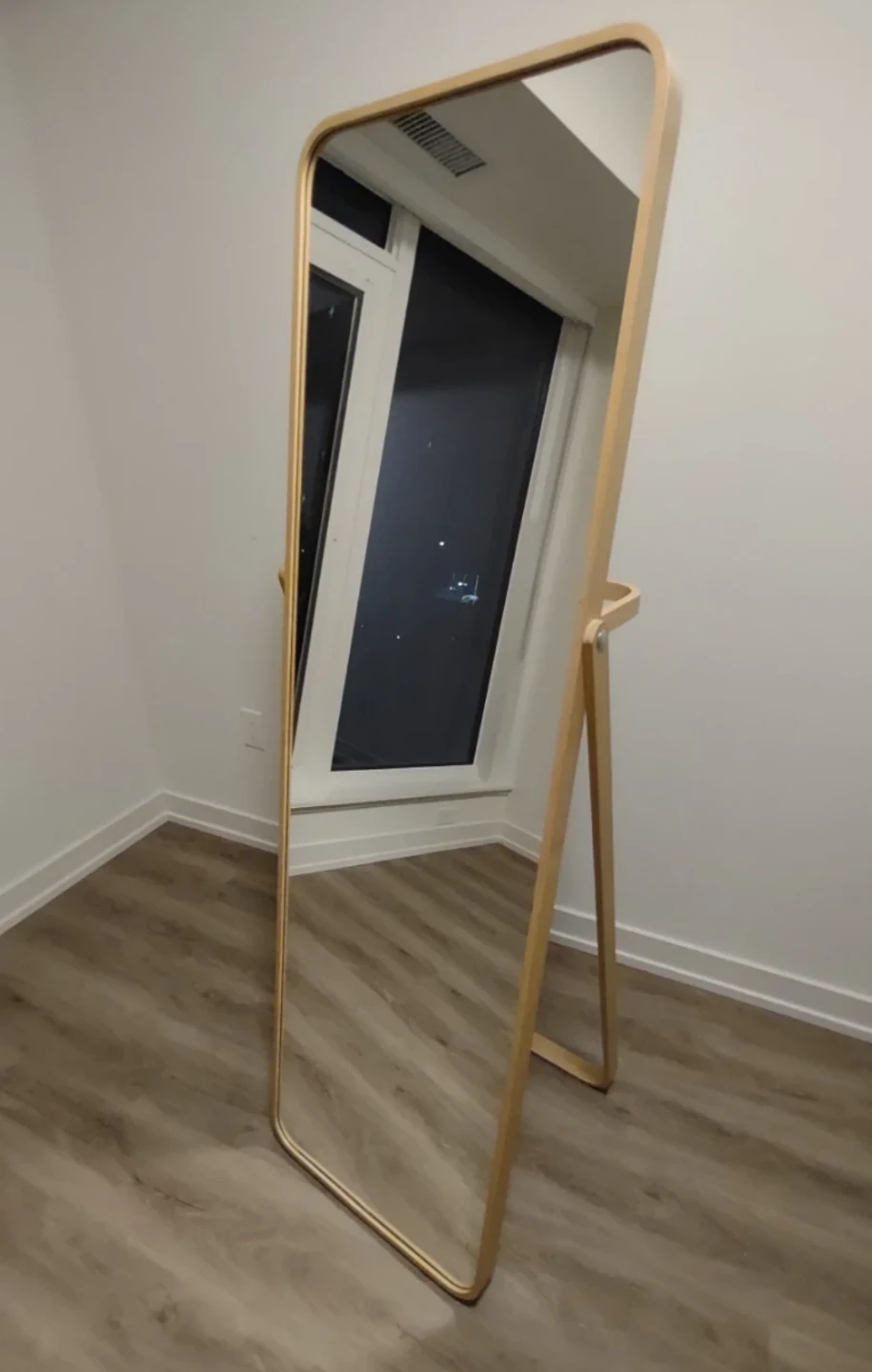 Full length wooden standing mirror with hanging area