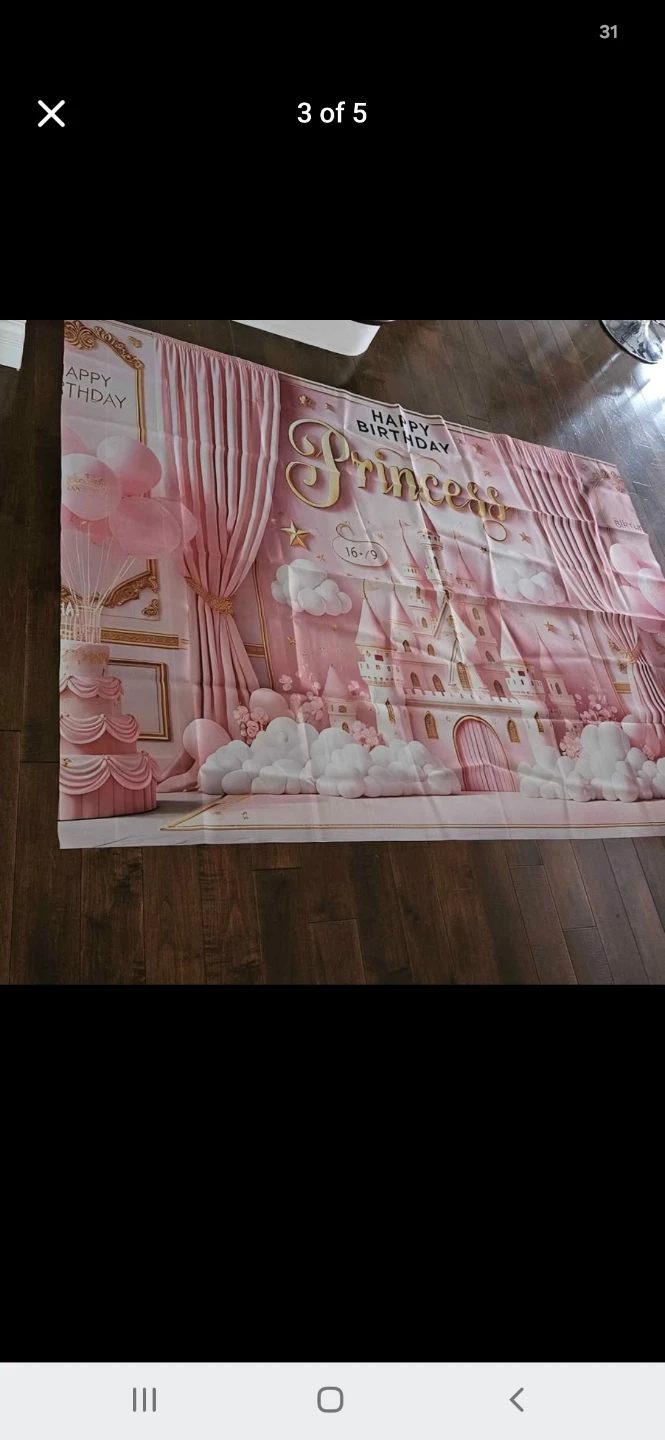 Happy Birthday Princess Castle Backdrop size 150cm×210cm