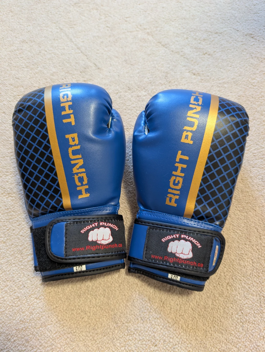 Right Punch Blue Boxing Gloves 6 oz