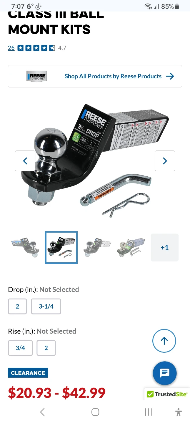 Hitch Ball Mount with Ball and Hardware