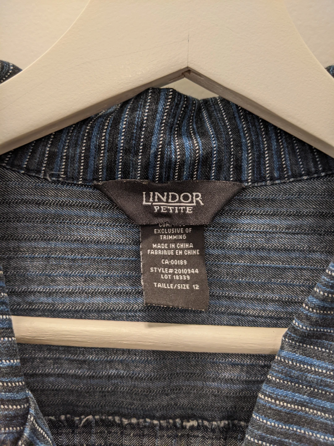Vintage Lindor Petite Denim Button-Front Pinstripe Jacket - photo 3