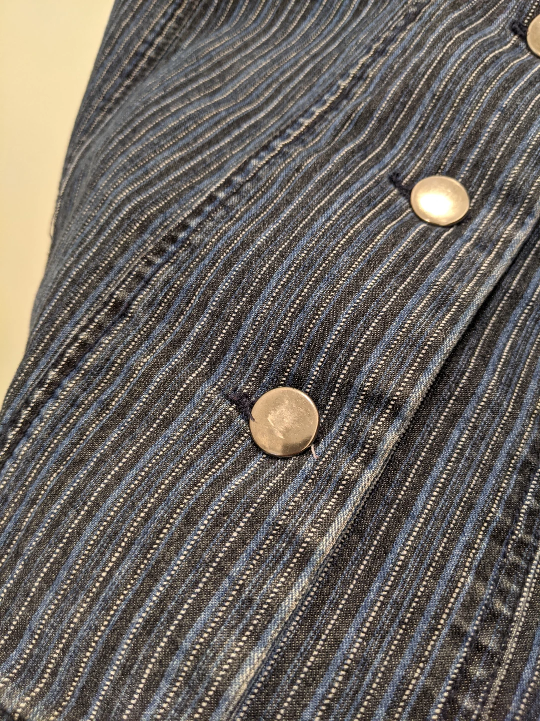 Vintage Lindor Petite Denim Button-Front Pinstripe Jacket - photo 5