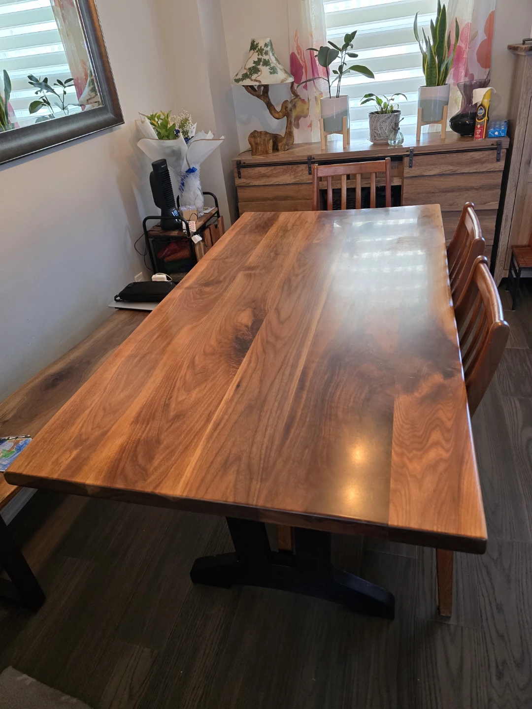 Live edge dining table and bench