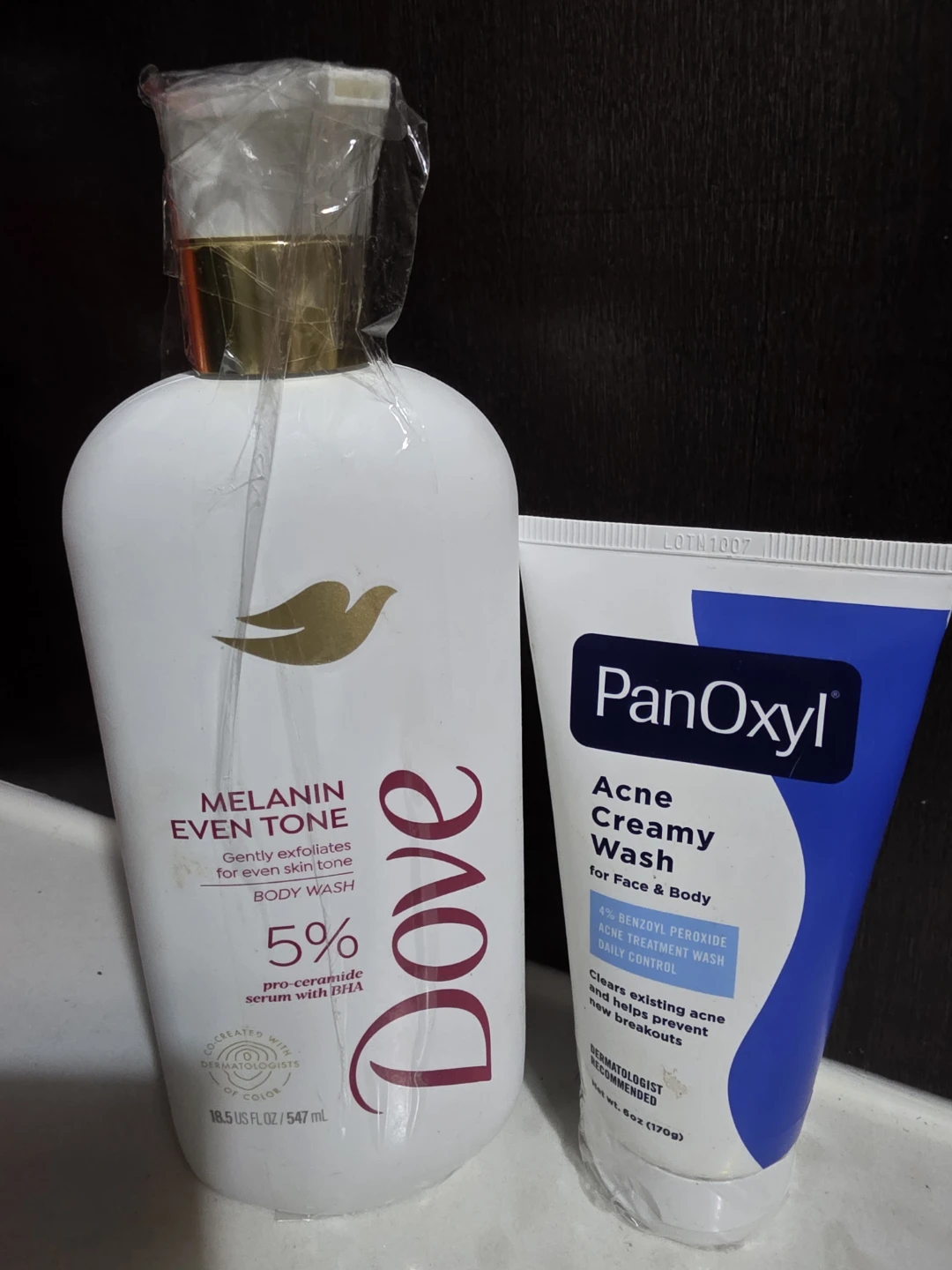 Dove Melanin Even Tone Body Wash & PanOxyl Acne Wash